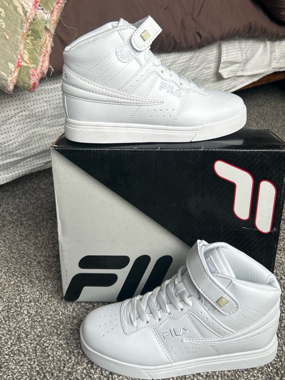 Fila Kids White High-Top Sneakers with Ankle Strap